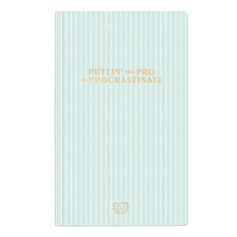 Teal Stripes " Procrastinate " Journal - Hardcover Book Bound