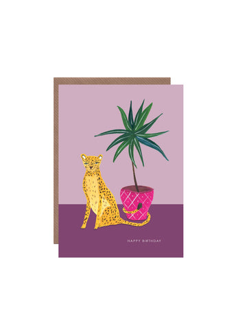 " Leopard with Plant " Card