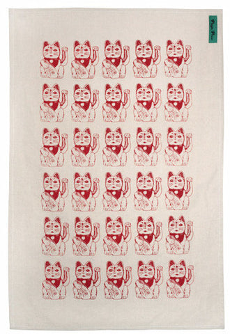 Lucky Cat Tea Towel