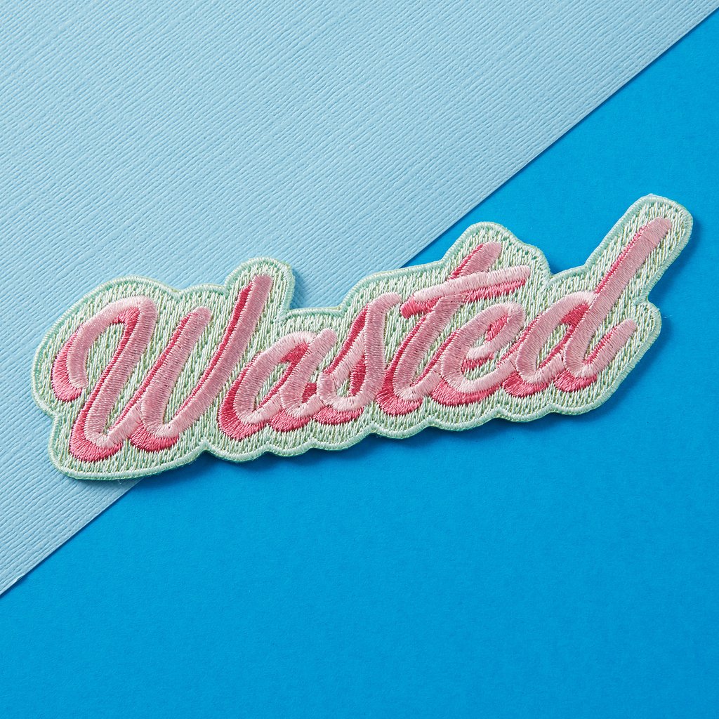 Wasted Embroidered Iron On Patch