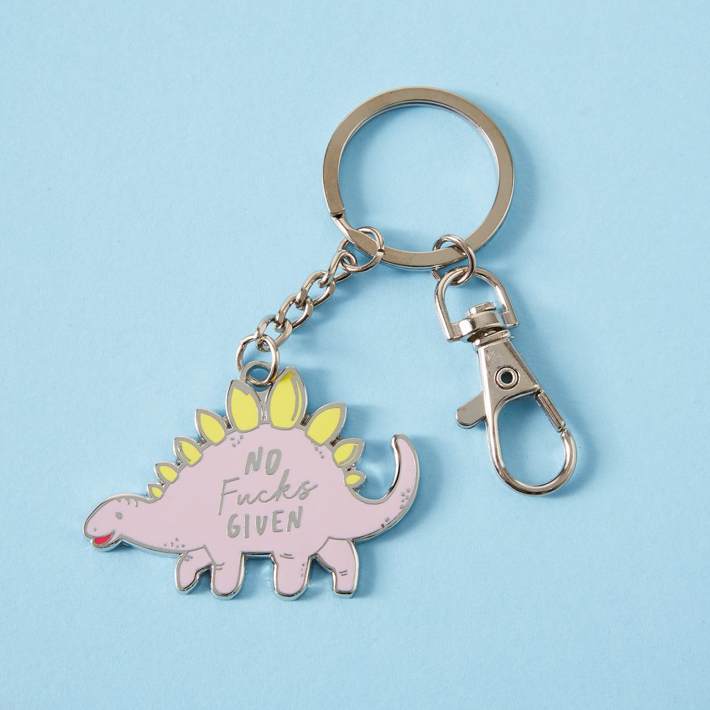 No Fucks Dino Enamel Keyring