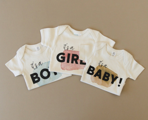 Gender Reveal Organic Baby Bodysuit (Multiple Style)