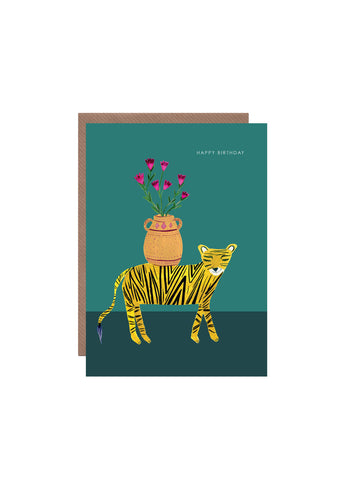 " Tiger with Flowers " Card