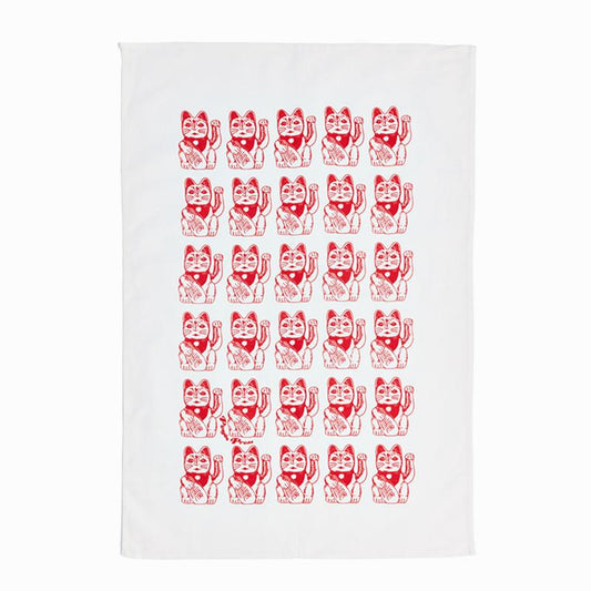 Lucky Cat Tea Towel - Thorn and Burrow