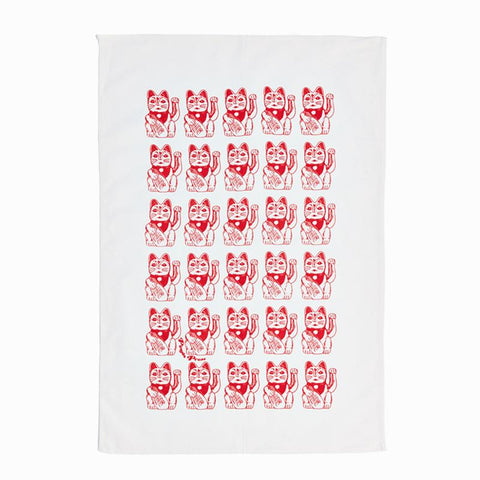 Lucky Cat Tea Towel
