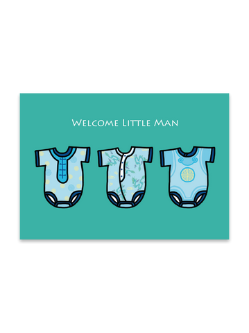 " Welcome Little Man " Card Greeting Cards - Thorn and Burrow