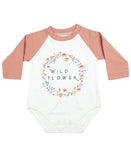 Wildflower Baseball Style Baby Onesie