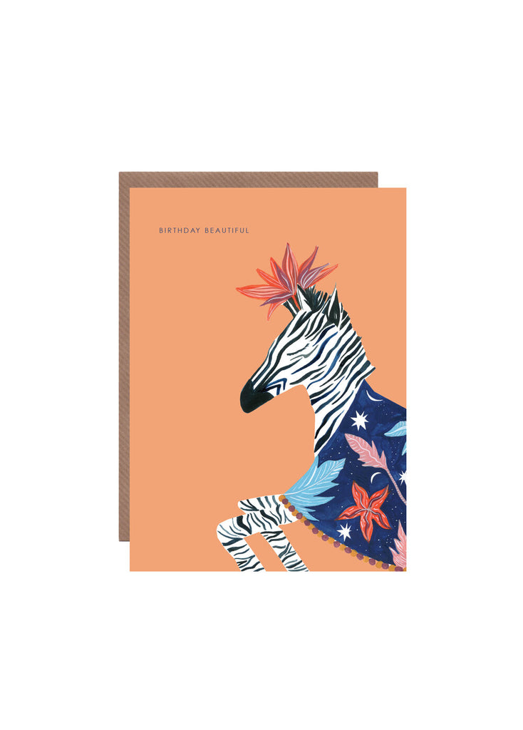" Zebra with Flowers " Card