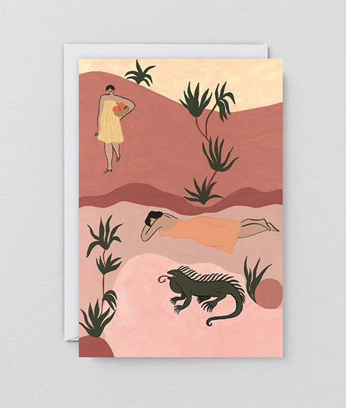 " Sisters and Iguana Art " Card