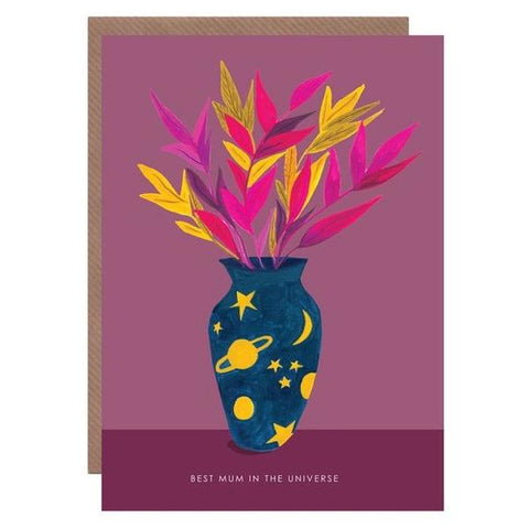 " Cosmic Mum Vase " Card