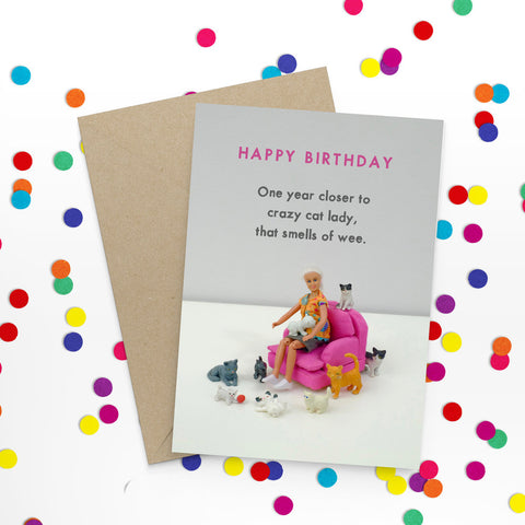 " Crazy Cat Lady " Greeting Card