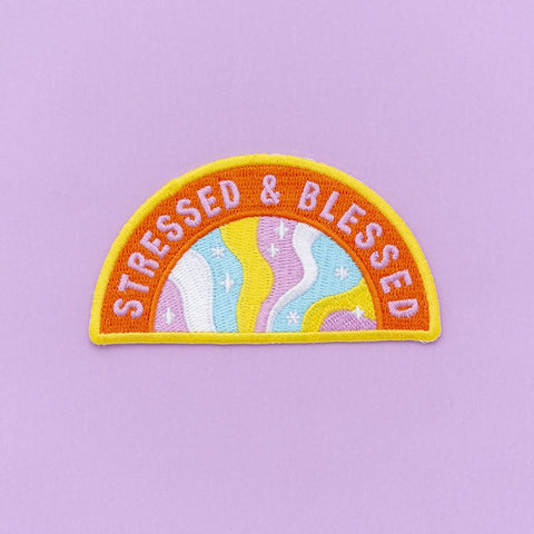 Stressed and Blessed Embroidered Iron On Patch