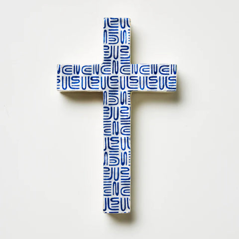 Blue Keynotes Cross Capiz Wall Decor