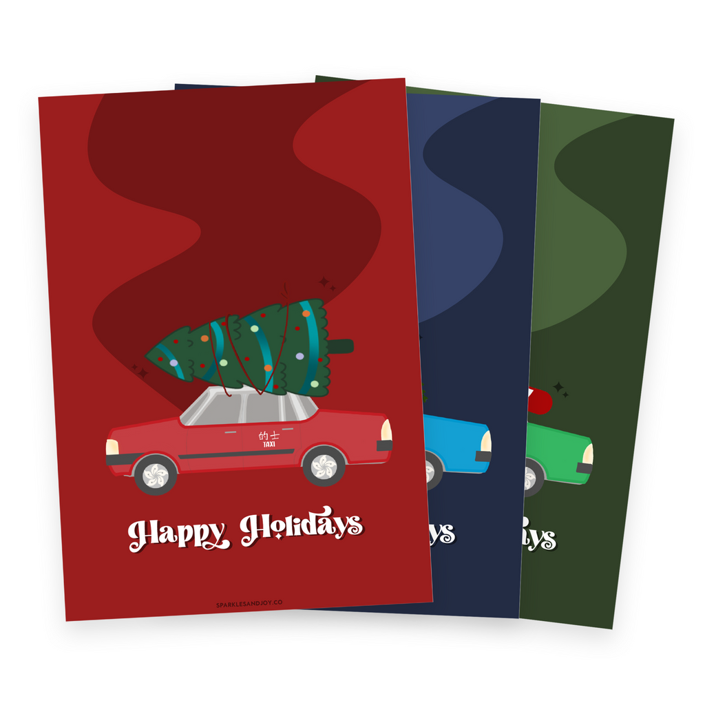 Hong Kong Taxis Christmas Notecards Pack (6 Sets)