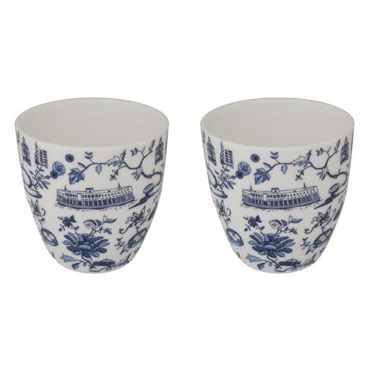 HK Toile East-Meets-West Cups (Set of 2) - Thorn and Burrow