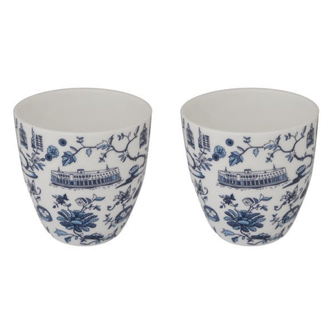 HK Toile East-Meets-West Cups (Set Of 2)