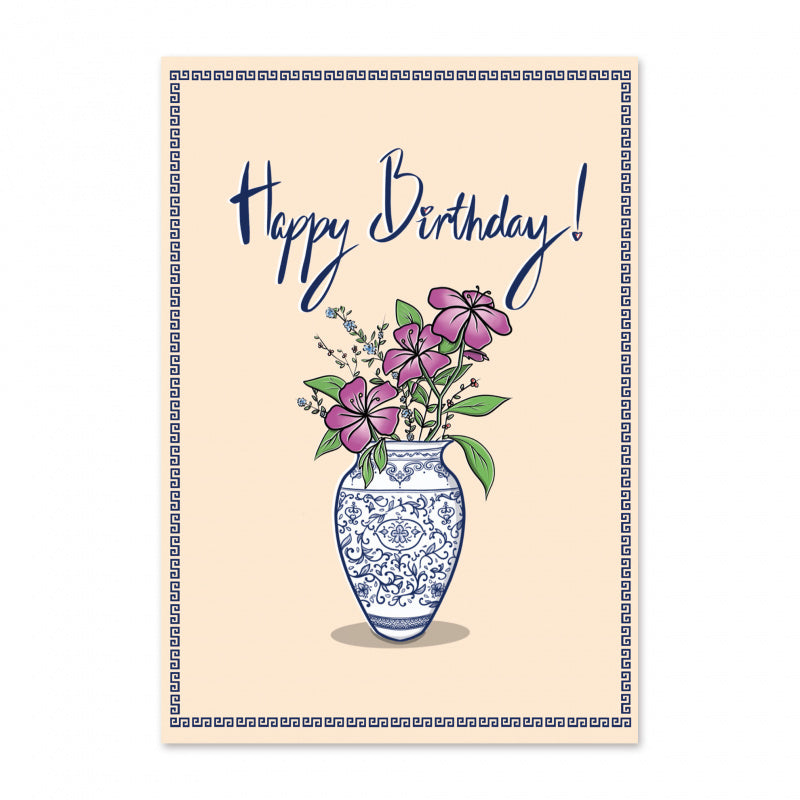 " Happy Birthday Vase " Card
