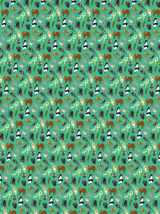 " HK Wildlife " Green / Pink Wrapping Paper