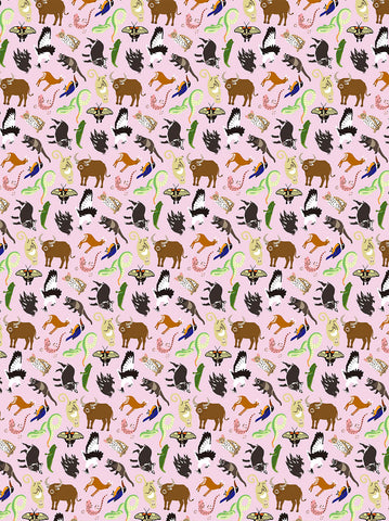 " HK Wildlife " Green / Pink Wrapping Paper